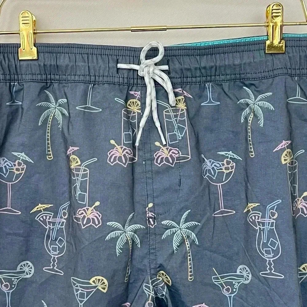 Swim Trunks Cpocktail Time Print Size Large Built -In Brief Blue 7